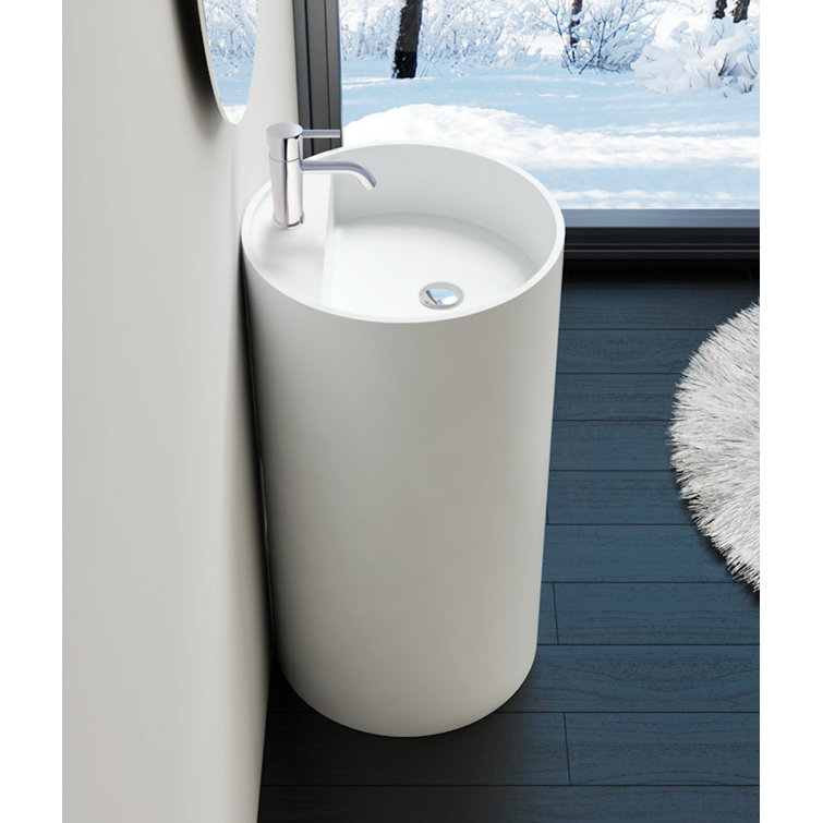 Badeloft 32.6'' Tall Stone Resin Circular Pedestal Bathroom Sink Wayfair